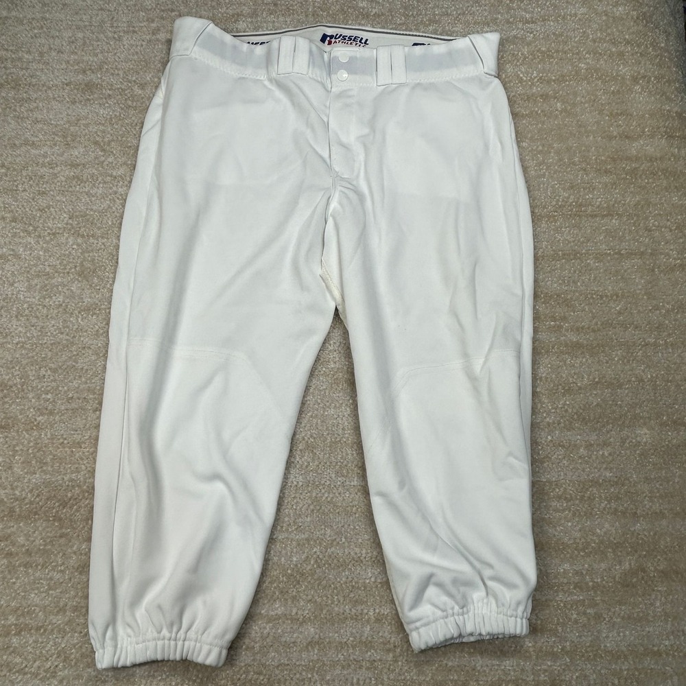 Russell Athletic Womens Softball‎ Pants XXL White Elastic Cuff Zip Pocket Poly